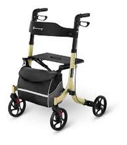 Mobility support-Uniprodo Four-Wheeled Walker Colorful Bag Gold, Terrain adaptability-Uniprodo Four-Wheeled Walker Colorful Bag Gold, User independence-Uniprodo Four-Wheeled Walker Colorful Bag Gold, Easy transport-Uniprodo Four-Wheeled Walker Colorful Bag Gold