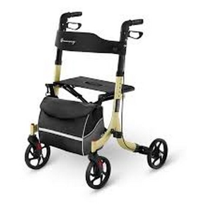 Mobility support-Uniprodo Four-Wheeled Walker Colorful Bag Gold, Terrain adaptability-Uniprodo Four-Wheeled Walker Colorful Bag Gold, User independence-Uniprodo Four-Wheeled Walker Colorful Bag Gold, Easy transport-Uniprodo Four-Wheeled Walker Colorful Bag Gold