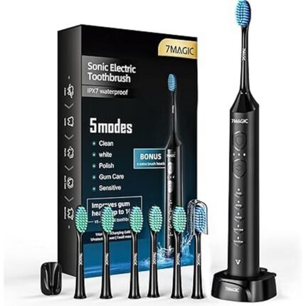 Ineffective plaque and debris removal with manual brushing-7MAGIC, Electric Toothbrush 40000 VPM, IPX7, Black, Risk of water damage in electric toothbrushes without waterproofing-7MAGIC, Electric Toothbrush 40000 VPM, IPX7, Black, Discomfort during brushing due to poor grip design-7MAGIC, Electric Toothbrush 40000 VPM, IPX7, Black, Frequent charging needed for low battery life toothbrushes-7MAGIC, Electric Toothbrush 40000 VPM, IPX7, Black