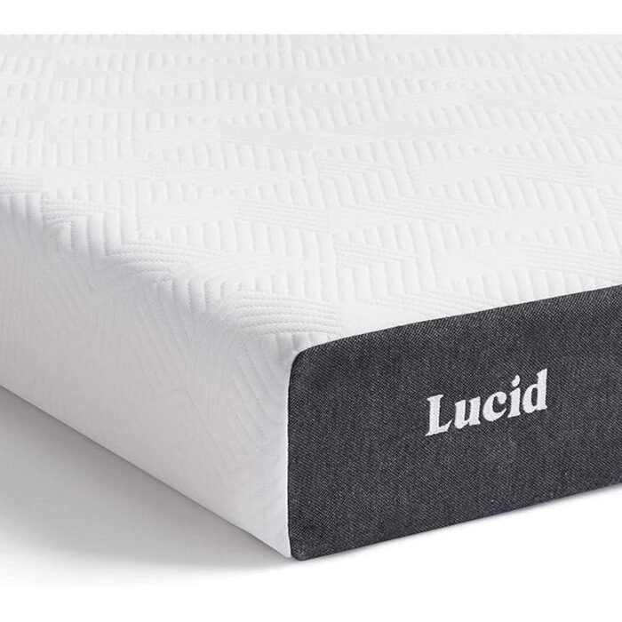 Surchauffe pendant le sommeil due à des matériaux de matelas retenant la chaleur - LUCID, Matelas en mousse froide, Infusé de gel rafraîchissant - avec charbon de bambou - Oeko-Tex - Matelas fin, 12 cm de hauteur, Fermeté H4, 90 x 200 cm