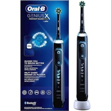 Inefficient plaque removal with manual brushing-Oral-B, Genius X Electric Toothbrush 6 Cleaning Modes for Dental Care, Black, Gum damage caused by excessive brushing pressure-Oral-B, Genius X Electric Toothbrush 6 Cleaning Modes for Dental Care, Black, Poor brushing habits without guidance-Oral-B, Genius X Electric Toothbrush 6 Cleaning Modes for Dental Care, Black, Difficulty customizing cleaning modes for specific needs-Oral-B, Genius X Electric Toothbrush 6 Cleaning Modes for Dental Care, Black