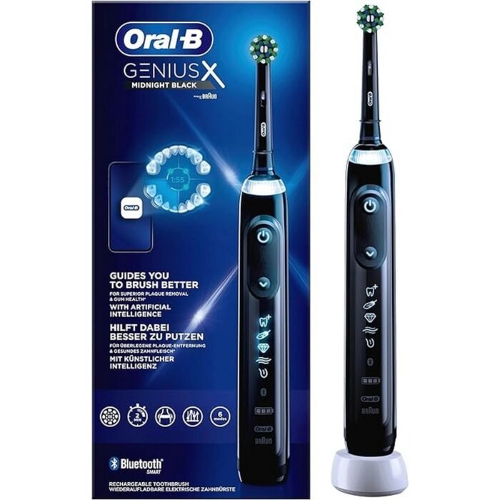 Inefficient plaque removal with manual brushing-Oral-B, Genius X Electric Toothbrush 6 Cleaning Modes for Dental Care, Black, Gum damage caused by excessive brushing pressure-Oral-B, Genius X Electric Toothbrush 6 Cleaning Modes for Dental Care, Black, Poor brushing habits without guidance-Oral-B, Genius X Electric Toothbrush 6 Cleaning Modes for Dental Care, Black, Difficulty customizing cleaning modes for specific needs-Oral-B, Genius X Electric Toothbrush 6 Cleaning Modes for Dental Care, Black