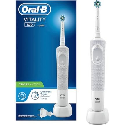 Ineffective manual brushing-Oral-B, Vitality 100 Crossaction Electric Toothbrush White, Poor gumline cleaning-Oral-B, Vitality 100 Crossaction Electric Toothbrush White, Inconsistent brushing duration-Oral-B, Vitality 100 Crossaction Electric Toothbrush White, Difficulty transitioning to electric toothbrushes-Oral-B, Vitality 100 Crossaction Electric Toothbrush White