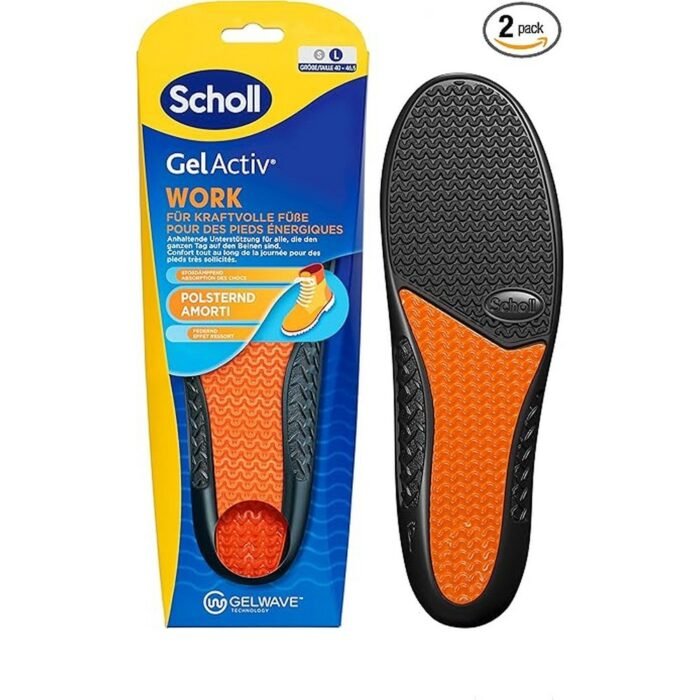 Foot fatigue and discomfort from prolonged standing or walking during work hours-Scholl, GelActiv Work Insoles 40-46.5, Excessive pressure on feet due to hard surfaces and demanding work environments-Scholl, GelActiv Work Insoles 40-46.5, Insufficient shock absorption, leading to stress on joints and muscles-Scholl, GelActiv Work Insoles 40-46.5, Moisture and odor buildup from extended wear in work shoes-Scholl, GelActiv Work Insoles 40-46.5