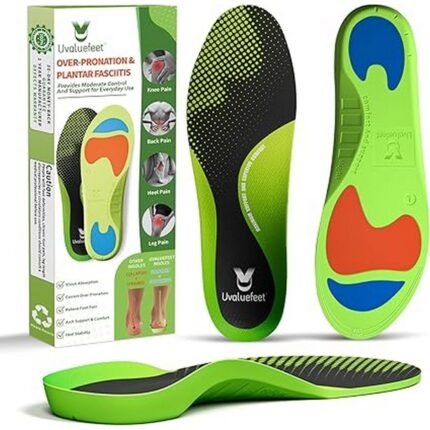 Боль в стопах из-за плоскостопия или упавших сводов — Uvaluefeet, ортопедические стельки, размер M, зеленые.