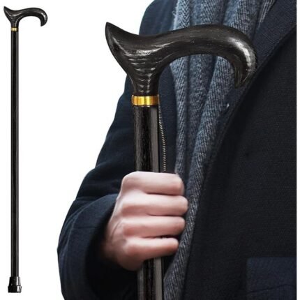 ispuoocti Handmade Wooden Walking Stick for Men and Women, with 226 kg Load Capacity, Walking Sticks for Seniors, Ergonomic Derby High-End Walking Sticks Made of Natural Solid Wood (Black Brown)