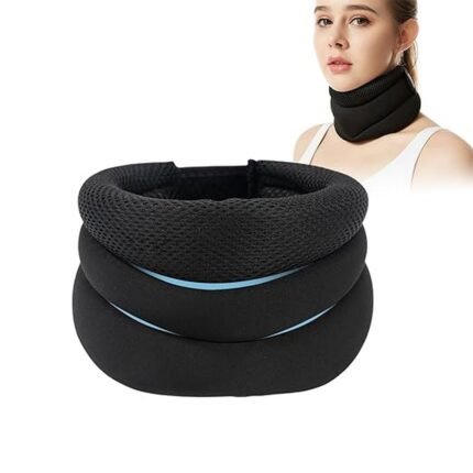 Neck pain – Aomhrek Neck Support, Neck Brace Human Perforated for Ventilation, Neck Pain Sponge Material, Three-Layer Fit, Velcro for Size Adjustment, One Size (Black),