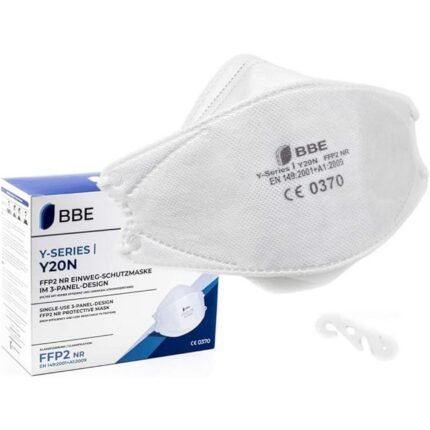 Provides ultralight hygienic protection – BBE Y20N FFP2 Mask, Ensures certified safety and comfort – BBE Y20N FFP2 Mask, Comes individually packaged with free mask clip – BBE Y20N FFP2 Mask, Made in Germany for quality assurance – BBE Y20N FFP2 Mask