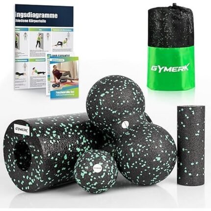 Releases muscle tension and fascia knots - Gymerk Fascia Roller Set, Enhances back spine flexibility - Gymerk Fascia Roller Set, Supports leg stretching and recovery - Gymerk Fascia Roller Set, Includes training posters for guided fascia exercises - Gymerk Fascia Roller Set