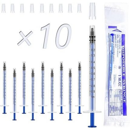 Pack of 10 1 ml Syringes with Safety Closure, Disposable Syringe without Needle for Precise Liquid Measurements, Storage, Experiments, for Small Animal Feeding, Colostrum Syringe
