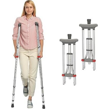 Reduces arm and underarm discomfort – supregear Armpit Crutches Height Adjustable (Pack of 2), Improves walking stability for seniors – supregear Armpit Crutches Height Adjustable (Pack of 2), Provides customizable height adjustment – supregear Armpit Crutches Height Adjustable (Pack of 2), Lightweight for easy handling – supregear Armpit Crutches Height Adjustable (Pack of 2)