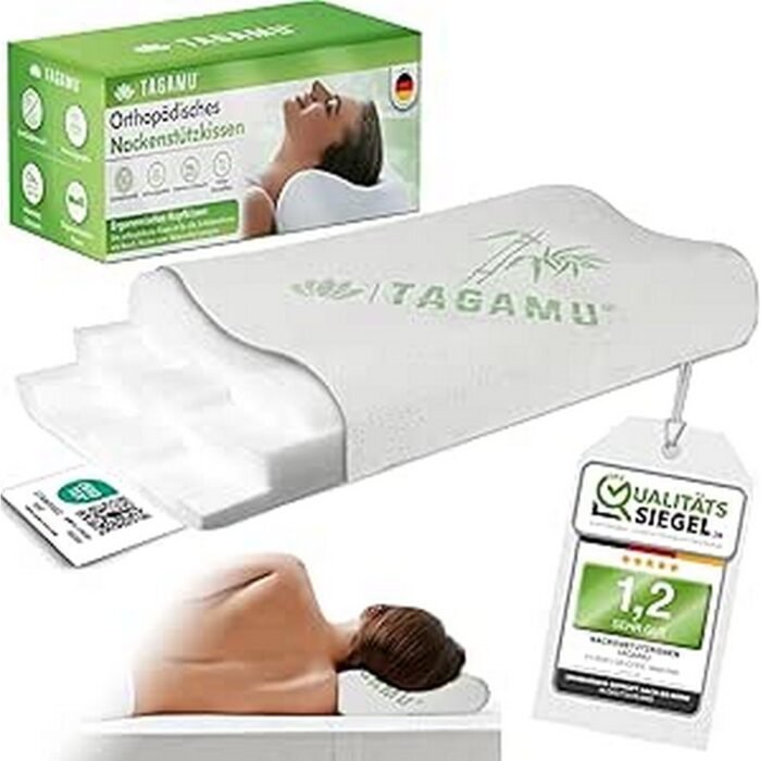 Neck pain prevention – TAGAMU Orthopaedic Pillow, Ergonomic support – TAGAMU Orthopaedic Pillow, Side sleeper design – TAGAMU Orthopaedic Pillow, Washable breathable cover – TAGAMU Orthopaedic Pillow
