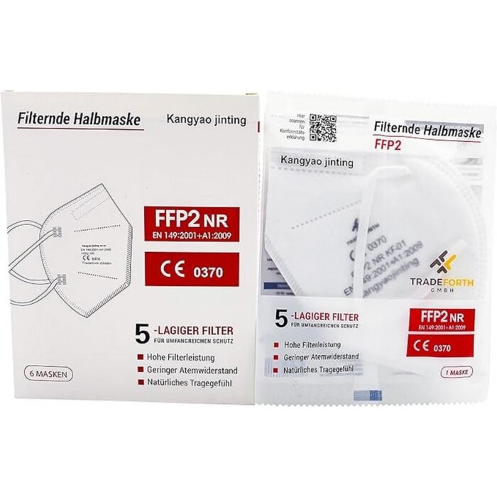 Provides certified respiratory protection – Tradeforth Gmbh FFP2 protective masks, Ensures compliance with European standards – Tradeforth Gmbh FFP2 protective masks, Offers comfortable and reliable fit – Tradeforth Gmbh FFP2 protective masks, Suitable for professional and daily use – Tradeforth Gmbh FFP2 protective masks