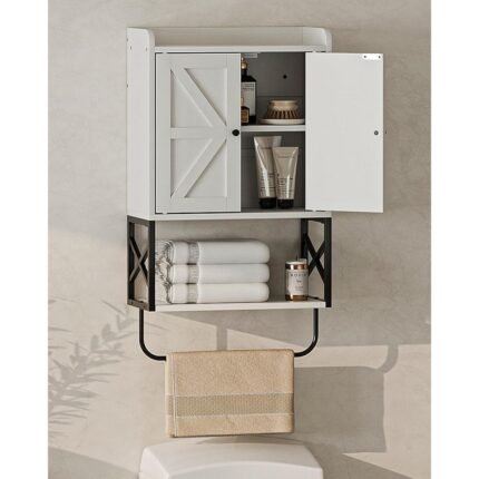 Organize medicines and bathroom essentials with this Apetaccat wall-mounted cabinet with adjustable shelf.