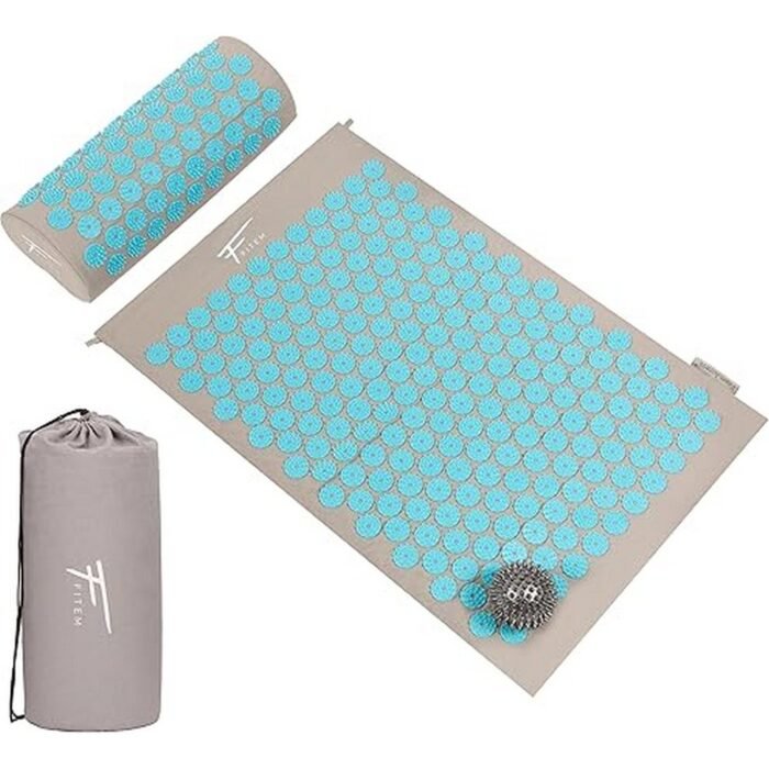 Relieves back and neck pain-Fitem Acupressure Set – Acupressure Mat, Acupressure Cushion, Bag, Massage Ball for Relieving of Pain in the Back and Neck – Sciatica – Back Massage, Muscle Relief and Recovery after Exercise QC-M230ANDQC-PL66-Turquoise Grey-Turquoise, Reduces muscle tension-Fitem Acupressure Set – Acupressure Mat, Acupressure Cushion, Bag, Massage Ball for Relieving of Pain in the Back and Neck – Sciatica – Back Massage, Muscle Relief and Recovery after Exercise QC-M230ANDQC-PL66-Turquoise Grey-Turquoise, Enhances relaxation-Fitem Acupressure Set – Acupressure Mat, Acupressure Cushion, Bag, Massage Ball for Relieving of Pain in the Back and Neck – Sciatica – Back Massage, Muscle Relief and Recovery after Exercise QC-M230ANDQC-PL66-Turquoise Grey-Turquoise, Supports post-exercise recovery-Fitem Acupressure Set – Acupressure Mat, Acupressure Cushion, Bag, Massage Ball for Relieving of Pain in the Back and Neck – Sciatica – Back Massage, Muscle Relief and Recovery after Exercise QC-M230ANDQC-PL66-Turquoise Grey-Turquoise