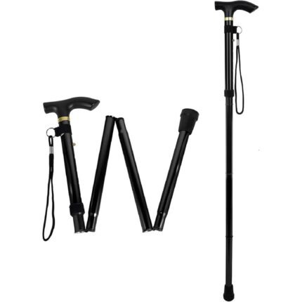 Provides stable support while walking-Folding Aluminium Walking Stick, Reduces hand fatigue with ergonomic handle-Folding Aluminium Walking Stick, Adjustable height for personalized comfort-Folding Aluminium Walking Stick, Portable and foldable for easy storage-Folding Aluminium Walking Stick