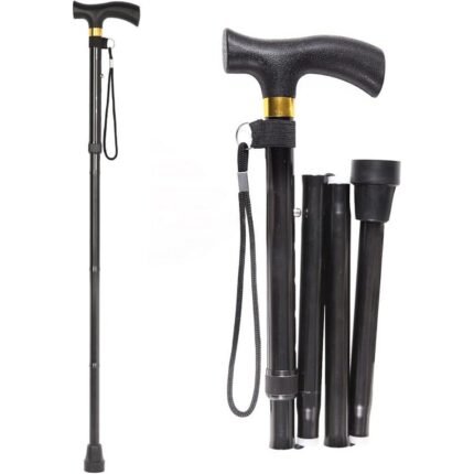 Provides stable support while walking-Folding Walking Stick for Seniors, Reduces hand fatigue with ergonomic T-handle-Folding Walking Stick for Seniors, Adjustable height for personalized comfort-Folding Walking Stick for Seniors, Portable and foldable for easy storage-Folding Walking Stick for Seniors