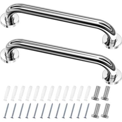 Prevents slips and falls – Fousenuk Pack of 2 Grab Bars for Seniors, 30 cm, Stainless Steel, Non-Slip, Safe for Bathroom, Shower, Bathtub, Toilet, Provides secure support for seniors and children, Easy wall-mounted installation – Fousenuk 30 cm Grab Bars, Pack of 2, Bathroom Safety Handles, Durable Stainless Steel, Reliable grip and safety