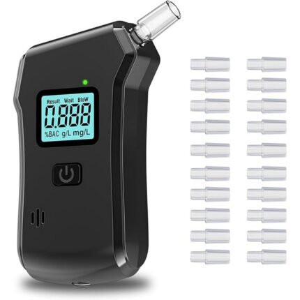 Delivers police-accurate BAC results – HEEGFF Alcohol Tester, Police Accurate Alcohol Meter with 20 Mouthpieces, Professional Alcohol Meter, Alcohol Tester with Digital LCD Display and Semiconductor Sensor Technology, Uses semiconductor sensor for reliable testing – HEEGFF Alcohol Tester, Police Accurate Alcohol Meter with 20 Mouthpieces, Professional Alcohol Meter, Alcohol Tester with Digital LCD Display and Semiconductor Sensor Technology, Comes with 20 reusable mouthpieces – HEEGFF Alcohol Tester, Police Accurate Alcohol Meter with 20 Mouthpieces, Professional Alcohol Meter, Alcohol Tester with Digital LCD Display and Semiconductor Sensor Technology, Suitable for both professional and private use – HEEGFF Alcohol Tester, Police Accurate Alcohol Meter with 20 Mouthpieces, Professional Alcohol Meter, Alcohol Tester with Digital LCD Display and Semiconductor Sensor Technology