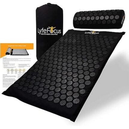 Relieves back, neck, and shoulder pain-LyfeFocus Acupressure Mat & Pillow Set with Travel Bag - Padded Acupuncture Massage Mat for Back, Neck and Shoulder Pain Relief - Relieve Muscle Tension and Stress (Black &, Reduces muscle tension-LyfeFocus Acupressure Mat & Pillow Set with Travel Bag - Padded Acupuncture Massage Mat for Back, Neck and Shoulder Pain Relief - Relieve Muscle Tension and Stress (Black &, Enhances relaxation-LyfeFocus Acupressure Mat & Pillow Set with Travel Bag - Padded Acupuncture Massage Mat for Back, Neck and Shoulder Pain Relief - Relieve Muscle Tension and Stress (Black &, Supports circulation-LyfeFocus Acupressure Mat & Pillow Set with Travel Bag - Padded Acupuncture Massage Mat for Back, Neck and Shoulder Pain Relief - Relieve Muscle Tension and Stress (Black &