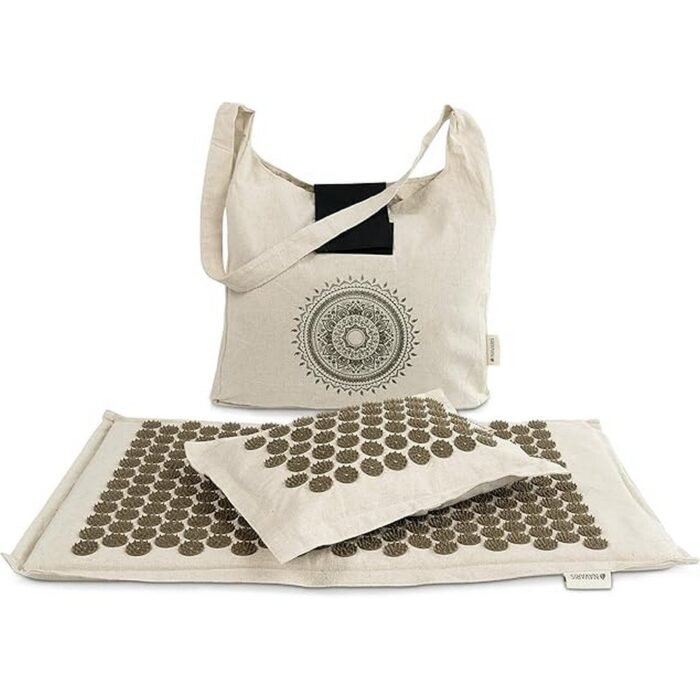 Relieves back, neck, and shoulder tension-Navaris 2-in-1 Acupressure Massage Set - Acupressure Mat and Pillow with Bag - Acupressure Mat Massage Mat for Relaxation - Environmentally Friendly, Reduces muscle tension-Navaris 2-in-1 Acupressure Massage Set - Acupressure Mat and Pillow with Bag - Acupressure Mat Massage Mat for Relaxation - Environmentally Friendly, Enhances relaxation-Navaris 2-in-1 Acupressure Massage Set - Acupressure Mat and Pillow with Bag - Acupressure Mat Massage Mat for Relaxation - Environmentally Friendly, Supports circulation-Navaris 2-in-1 Acupressure Massage Set - Acupressure Mat and Pillow with Bag - Acupressure Mat Massage Mat for Relaxation - Environmentally Friendly