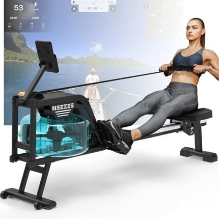 Provides full-body workout with water resistance – Neezee rowing machine for home rowing machine water with stainless steel rail rowing machine with tablet stand water resistance and LCD display rowing machine, Durable stainless steel rail for smooth operation – Neezee rowing machine for home rowing machine water with stainless steel rail rowing machine with tablet stand water resistance and LCD display rowing machine, Includes tablet stand for entertainment during workouts – Neezee rowing machine for home rowing machine water with stainless steel rail rowing machine with tablet stand water resistance and LCD display rowing machine, Features LCD display for monitoring exercise metrics – Neezee rowing machine for home rowing machine water with stainless steel rail rowing machine with tablet stand water resistance and LCD display rowing machine