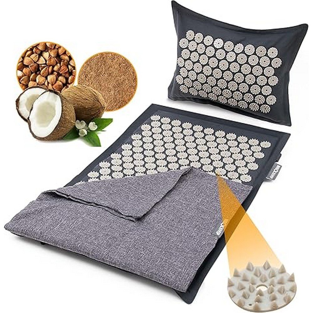 neolymp acupressure mat cushion coconut fibres buckwheat neck back pain dark Relieves neck and back pain-NEOLYMP Acupressure Mat with Cushion and Acupuncture Cloth, Filled with Coconut Fibres and Buckwheat - Massage Mat with 7,452 Pressure Points - Video Instructions with Acupuncture Mat Exercises (Dark), Reduces muscle tension-NEOLYMP Acupressure Mat with Cushion and Acupuncture Cloth, Filled with Coconut Fibres and Buckwheat - Massage Mat with 7,452 Pressure Points - Video Instructions with Acupuncture Mat Exercises (Dark), Enhances relaxation-NEOLYMP Acupressure Mat with Cushion and Acupuncture Cloth, Filled with Coconut Fibres and Buckwheat - Massage Mat with 7,452 Pressure Points - Video Instructions with Acupuncture Mat Exercises (Dark), Supports muscle recovery-NEOLYMP Acupressure Mat with Cushion and Acupuncture Cloth, Filled with Coconut Fibres and Buckwheat - Massage Mat with 7,452 Pressure Points - Video Instructions with Acupuncture Mat Exercises (Dark)