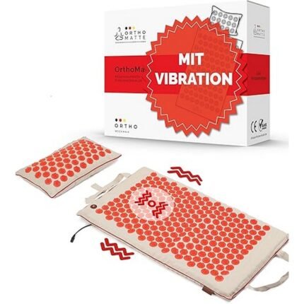Relieves back and neck pain-OrthoMatte Acupressure Mat with Vibration Function by OrthoMechanik, Reduces muscle tension-OrthoMatte Acupressure Mat with Vibration Function by OrthoMechanik, Enhances relaxation-OrthoMatte Acupressure Mat with Vibration Function by OrthoMechanik, Supports circulation-OrthoMatte Acupressure Mat with Vibration Function by OrthoMechanik