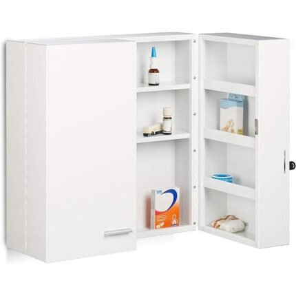 Securely store and organize medicines and first aid supplies with this XXL premium lockable Relaxdays cabinet.