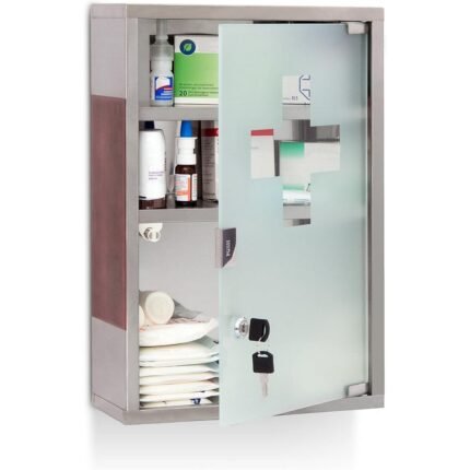 Securely store and organize medicines and first aid supplies with this XL lockable Relaxdays cabinet.