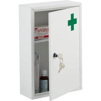 Securely store and organize medicines with this Relaxdays lockable 2-compartment hanging cabinet.