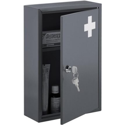 Securely store and organize medicines with this Relaxdays lockable 2-compartment cabinet.