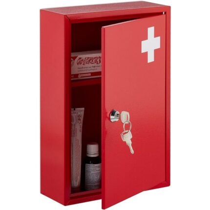 Securely store and organize medicines with this Relaxdays lockable 2-compartment cabinet.