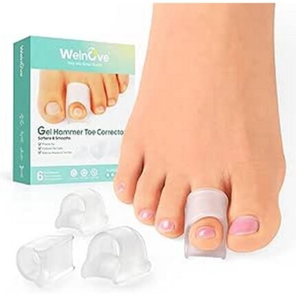 Corrects hammertoes - Welnove Hammertoe Corrector - Toe Straightener for Crimped, Broken, and Bunion Toes, Straightens crimped toes - Welnove Hammertoe Corrector - Toe Straightener for Crimped, Broken, and Bunion Toes, Supports broken toes - Welnove Hammertoe Corrector - Toe Straightener for Crimped, Broken, and Bunion Toes, Relieves bunion discomfort - Welnove Hammertoe Corrector - Toe Straightener for Crimped, Broken, and Bunion Toes