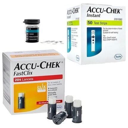 Provides accurate and fast blood glucose readings - Accu Chek FastClix Lancets + Test Strips, Minimizes pain during blood sampling - Accu Chek FastClix Lancets + Test Strips, Ensures hygienic and sterile use - Accu Chek FastClix Lancets + Test Strips, Convenient economy pack for frequent monitoring - Accu Chek FastClix Lancets + Test Strips