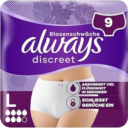 Prevents leaks-Always Discreet Incontinence Panties Plus for Women, Controls odours-Always Discreet Incontinence Panties Plus for Women, Ensures comfort-Always Discreet Incontinence Panties Plus for Women, Provides discreet wear-Always Discreet Incontinence Panties Plus for Women