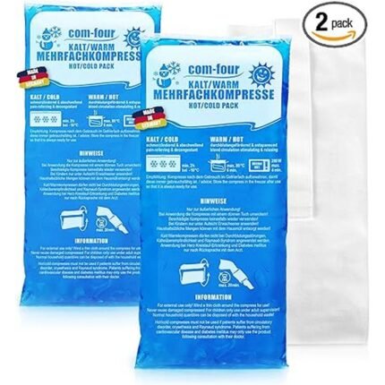 Relieves muscle pain and tension - com-four® 2 x large multi-compresses with premium reusable fleece cover, cold and warm compresses with gel cooling pack, protective cover with elastic band, 29 x 12 cm, microwave-safe, Reduces swelling and inflammation - com-four® 2 x large multi-compresses with premium reusable fleece cover, cold and warm compresses with gel cooling pack, protective cover with elastic band, 29 x 12 cm, microwave-safe, Provides safe and comfortable application for sensitive skin - com-four® 2 x large multi-compresses with premium reusable fleece cover, cold and warm compresses with gel cooling pack, protective cover with elastic band, 29 x 12 cm, microwave-safe, Ideal for home, sports, and travel use - com-four® 2 x large multi-compresses with premium reusable fleece cover, cold and warm compresses with gel cooling pack, protective cover with elastic band, 29 x 12 cm, microwave-safe