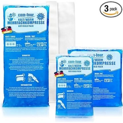 Relieves muscle pain and tension - com-four® Multi-Purpose Compresses for Hot and Cold Applications with Fleece Fabric Sleeves, Reduces swelling inflammation and bruises - com-four® Multi-Purpose Compresses for Hot and Cold Applications with Fleece Fabric Sleeves, Provides comfort and protection for sensitive skin - com-four® Multi-Purpose Compresses for Hot and Cold Applications with Fleece Fabric Sleeves, Versatile for sports injuries everyday use and home care - com-four® Multi-Purpose Compresses for Hot and Cold Applications with Fleece Fabric Sleeves