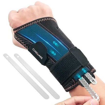 Adjustable breathable wrist support with 3 metal stabilisers for carpal tunnel and tendonitis, S/M right hand.