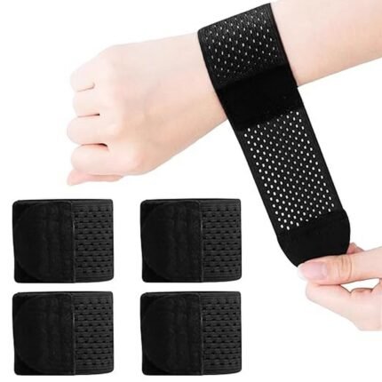 Breathable and adjustable wrist bandages for pain relief, sweat-absorbing and skin-friendly, pack of 4.