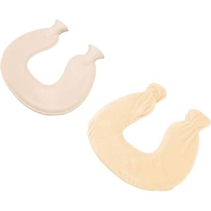 1-litre hot water bottle with soft cover and splash-proof lip, ergonomic design, safe heat therapy for neck and shoulders.