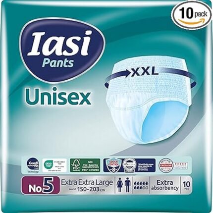 Prevents leaks-IASI Pack of 10 Unisex High Protection Pants 10 Disposable Pants Size XXL Absorbency Extra, Controls odours-IASI Pack of 10 Unisex High Protection Pants 10 Disposable Pants Size XXL Absorbency Extra, Ensures comfort-IASI Pack of 10 Unisex High Protection Pants 10 Disposable Pants Size XXL Absorbency Extra, Provides discreet wear-IASI Pack of 10 Unisex High Protection Pants 10 Disposable Pants Size XXL Absorbency Extra