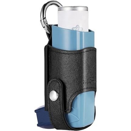 Provides safe and convenient storage for inhalers-MEDMAX Asthma Inhaler Holder, Faux Leather Case Holster, Lightweight Carry Case with Carabiner Clip, Holder Compatible with Ventolin Inhaler, Protects inhaler during travel or daily use-Lightweight and portable for convenient carrying-MEDMAX Asthma Inhaler Holder, Faux Leather Case Holster, Lightweight Carry Case with Carabiner Clip, Holder Compatible with Ventolin Inhaler, Easy to attach with carabiner clip-MEDMAX Asthma Inhaler Holder, Faux Leather Case Holster, Lightweight Carry Case with Carabiner Clip, Holder Compatible with Ventolin Inhaler, Ensures inhaler is always within reach