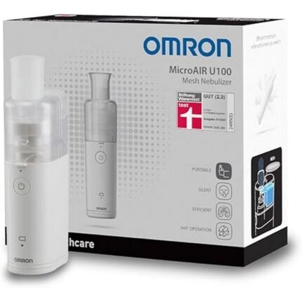 Provides fast and efficient respiratory relief-OMRON MicroAIR U100 Portable, Pocket-Sized, Silent Mesh Nebuliser, Suitable for adults and children-Portable and lightweight for home or travel use-Silent operation for discreet therapy-Delivers fine aerosol particles for effective lung delivery-Easy to operate, clean, and maintain for daily therapy