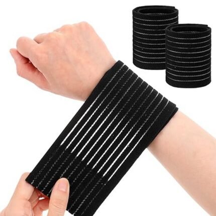 Elastic wrist support bandages, pack of 2, breathable Velcro design for sports, gym, and strength training.
