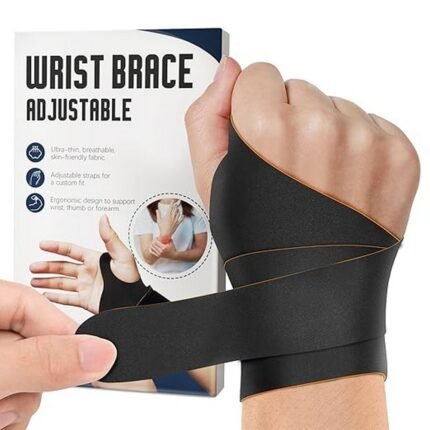 Ultra-thin, breathable wrist support for right hand, ideal for fitness, tendonitis, and daily use.