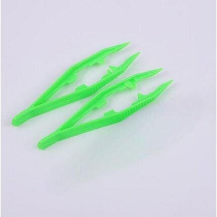 Plastic bead tweezers set of 2, 11.9 cm, green, lightweight and durable, perfect for beadwork, jewelry making, and precise handling in crafts.