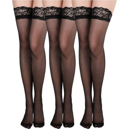 Poor circulation-Boao 3 Pairs Non-Slip Silicone Lace Stockings Black S-M,Swelling reduction-Boao 3 Pairs Non-Slip Silicone Lace Stockings Black S-M,Leg fatigue-Boao 3 Pairs Non-Slip Silicone Lace Stockings Black S-M,Post-exercise recovery-Boao 3 Pairs Non-Slip Silicone Lace Stockings Black S-M